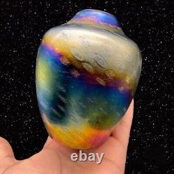 Vintage Iridescent Hand Blown Mt. St. Helens Glass Eye Studios Vase MSH 1999