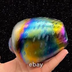 Vintage Iridescent Hand Blown Mt. St. Helens Glass Eye Studios Vase MSH 1999