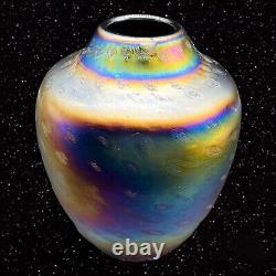 Vintage Iridescent Hand Blown Mt. St. Helens Glass Eye Studios Vase MSH 1999