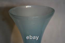 Vintage Italian Blue Opaline Glass Footed Vase 70s 25cm 10in Murano Empoli