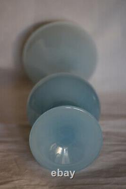 Vintage Italian Blue Opaline Glass Footed Vase 70s 25cm 10in Murano Empoli