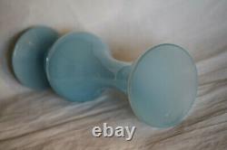 Vintage Italian Blue Opaline Glass Footed Vase 70s 25cm 10in Murano Empoli