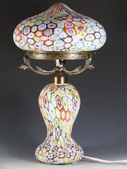 Vintage Italian Fratelli Toso Millefiori Mushroom Murano Glass Lamp 17