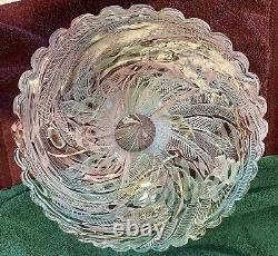 Vintage Italian Latticino Glass Bowl (murano) 12-1/2 Wide Pastel & Metallic
