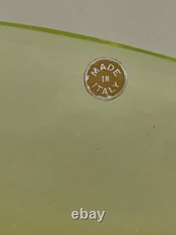 Vintage Italian Lime Green Murano Glass Bowl With Unique Sculptural Design