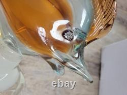 Vintage Italian MURANO Glass Fish Figurine Pedestal 12.5 Art Glass Deco