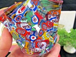 Vintage Italian MURANO Venetian Blown Glass Millefiori Handkerchief Vase