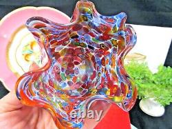 Vintage Italian MURANO Venetian Blown Glass Millefiori Handkerchief Vase