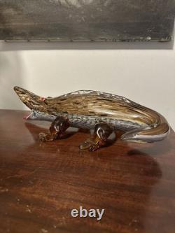 Vintage Italian Murano 70s Art Glass Alligator Sculpture