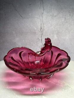 Vintage Italian Murano Archimede Seguso Pink Glass Shell Bowl One Of A Kind