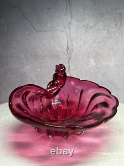 Vintage Italian Murano Archimede Seguso Pink Glass Shell Bowl One Of A Kind