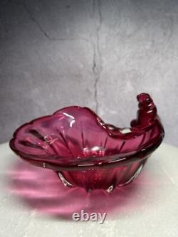 Vintage Italian Murano Archimede Seguso Pink Glass Shell Bowl One Of A Kind
