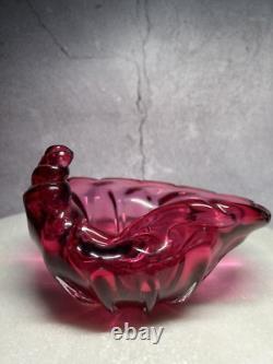 Vintage Italian Murano Archimede Seguso Pink Glass Shell Bowl One Of A Kind