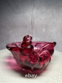Vintage Italian Murano Archimede Seguso Pink Glass Shell Bowl One Of A Kind