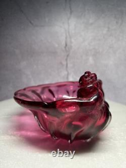 Vintage Italian Murano Archimede Seguso Pink Glass Shell Bowl One Of A Kind