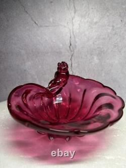 Vintage Italian Murano Archimede Seguso Pink Glass Shell Bowl One Of A Kind