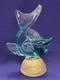 Vintage Italian Murano Art Glass Alfredo Barbino Label Blue Green Sea Foam Fish