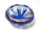 Vintage Italian Murano Art Glass Blue & Pink Bullicante Bowl MID Century Modern