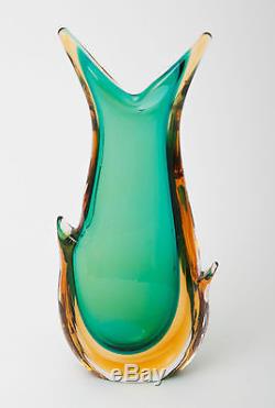 Vintage Italian Murano Art Glass Sommerso Ears Vase Seguso Flavio Poli