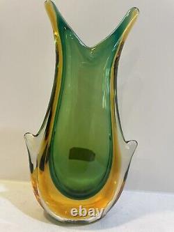 Vintage Italian Murano Art Glass Sommerso Ears Vase Seguso Flavio Poli c1960's