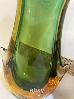 Vintage Italian Murano Art Glass Sommerso Ears Vase Seguso Flavio Poli c1960's