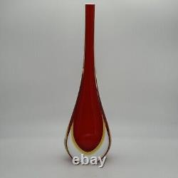 Vintage Italian Murano Art Glass Sommerso Teardrop Vase By Formia Flavio Poli