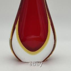 Vintage Italian Murano Art Glass Sommerso Teardrop Vase By Formia Flavio Poli