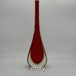 Vintage Italian Murano Art Glass Sommerso Teardrop Vase By Formia Flavio Poli