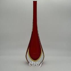 Vintage Italian Murano Art Glass Sommerso Teardrop Vase By Formia Flavio Poli