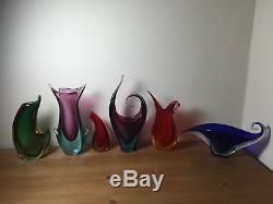 Vintage Italian Murano Art Glass Sommerso Vase Bowl