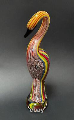 Vintage Italian Murano Art Glass Vibrant Striped Bird Figurine Sculpture