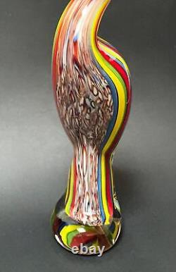 Vintage Italian Murano Art Glass Vibrant Striped Bird Figurine Sculpture