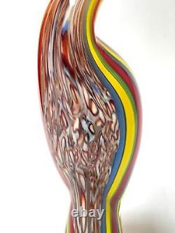 Vintage Italian Murano Art Glass Vibrant Striped Bird Figurine Sculpture