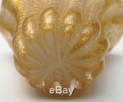 Vintage Italian Murano Borovier & Toso Cordonato D'oro Gold Cased Art Glass Vase