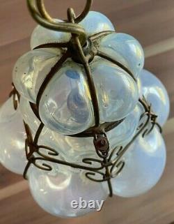 Vintage Italian Murano Caged Glass Hanging Pendant Lamp 12.5