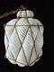 Vintage Italian Murano Caged Glass Hanging Pendant Lamp White Latticino 15
