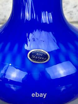 Vintage Italian Murano Cobalt Blue Blown Art Glass Flared Vase