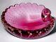 Vintage Italian Murano Cranberry Red Bullicante Seashell Glass Bowl Catchall