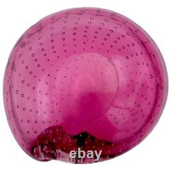 Vintage Italian Murano Cranberry Red Bullicante Seashell Glass Bowl Catchall