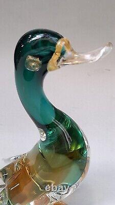 Vintage Italian Murano Duck Goose Art Glass by Alfredo Barbini Large 8 Rare