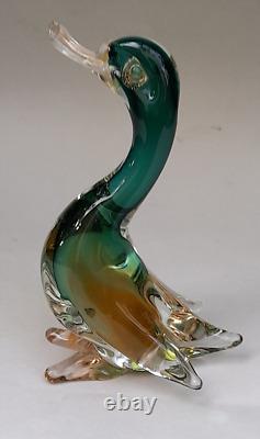 Vintage Italian Murano Duck Goose Art Glass by Alfredo Barbini Large 8 Rare