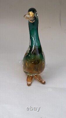 Vintage Italian Murano Duck Goose Art Glass by Alfredo Barbini Large 8 Rare