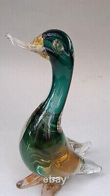 Vintage Italian Murano Duck Goose Art Glass by Alfredo Barbini Large 8 Rare