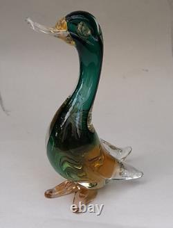 Vintage Italian Murano Duck Goose Art Glass by Alfredo Barbini Large 8 Rare