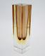 Vintage Italian Murano Faceted Art Glass Vase Amber Tones Mandruzzato Sommerso