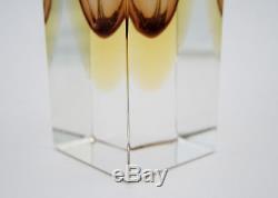 Vintage Italian Murano Faceted Art Glass Vase Amber Tones Mandruzzato Sommerso
