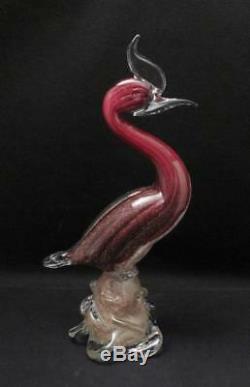 Vintage Italian Murano Glass Bird Figure Sculpture Copper Aventurine Art