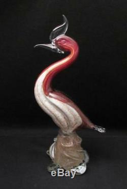 Vintage Italian Murano Glass Bird Figure Sculpture Copper Aventurine Art