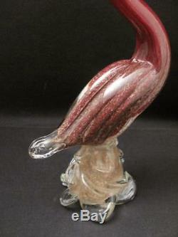 Vintage Italian Murano Glass Bird Figure Sculpture Copper Aventurine Art