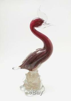 Vintage Italian Murano Glass Bird Figure Sculpture Copper Aventurine Art